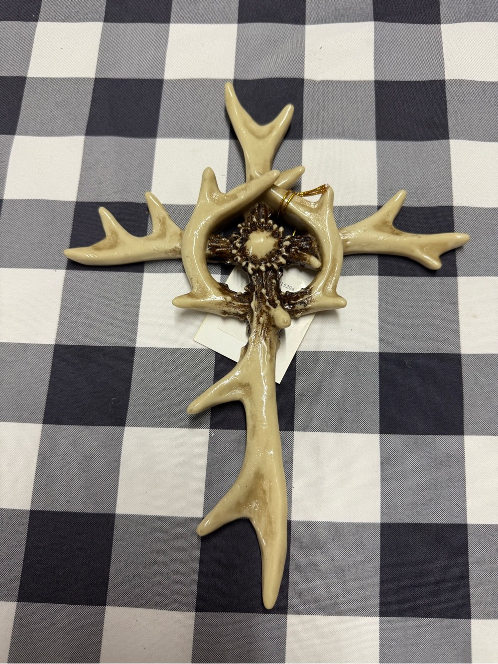 Antler Cross Wall Decor in Natural Ivory and Brown
